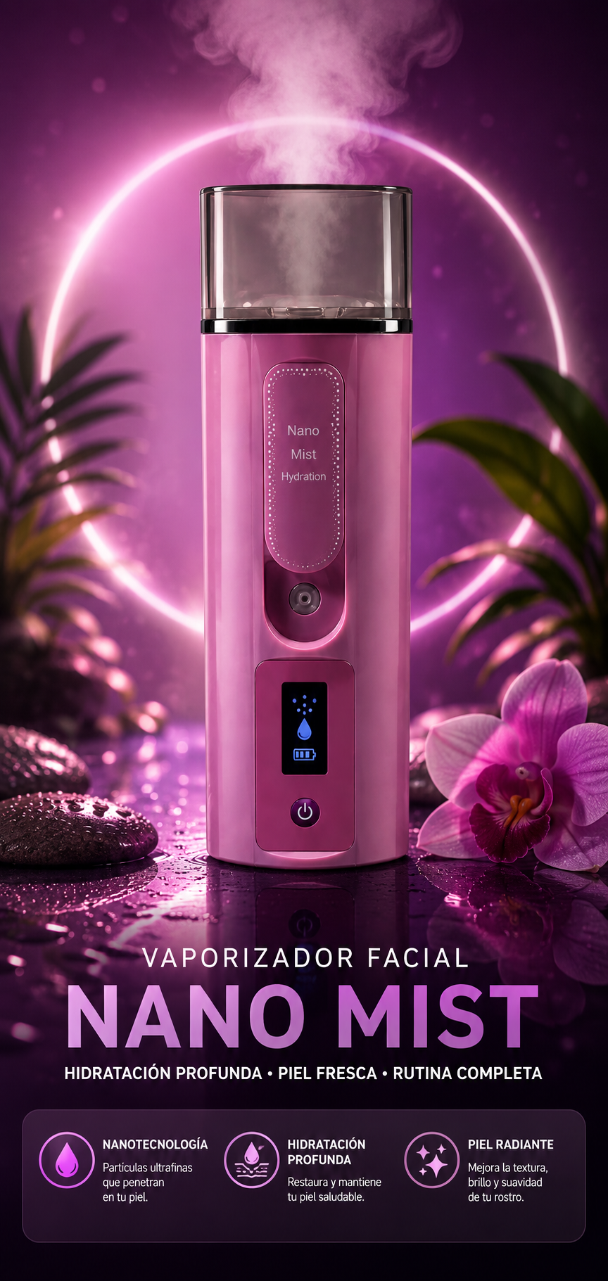 Vaporizador Facial Medidor de Hidratació