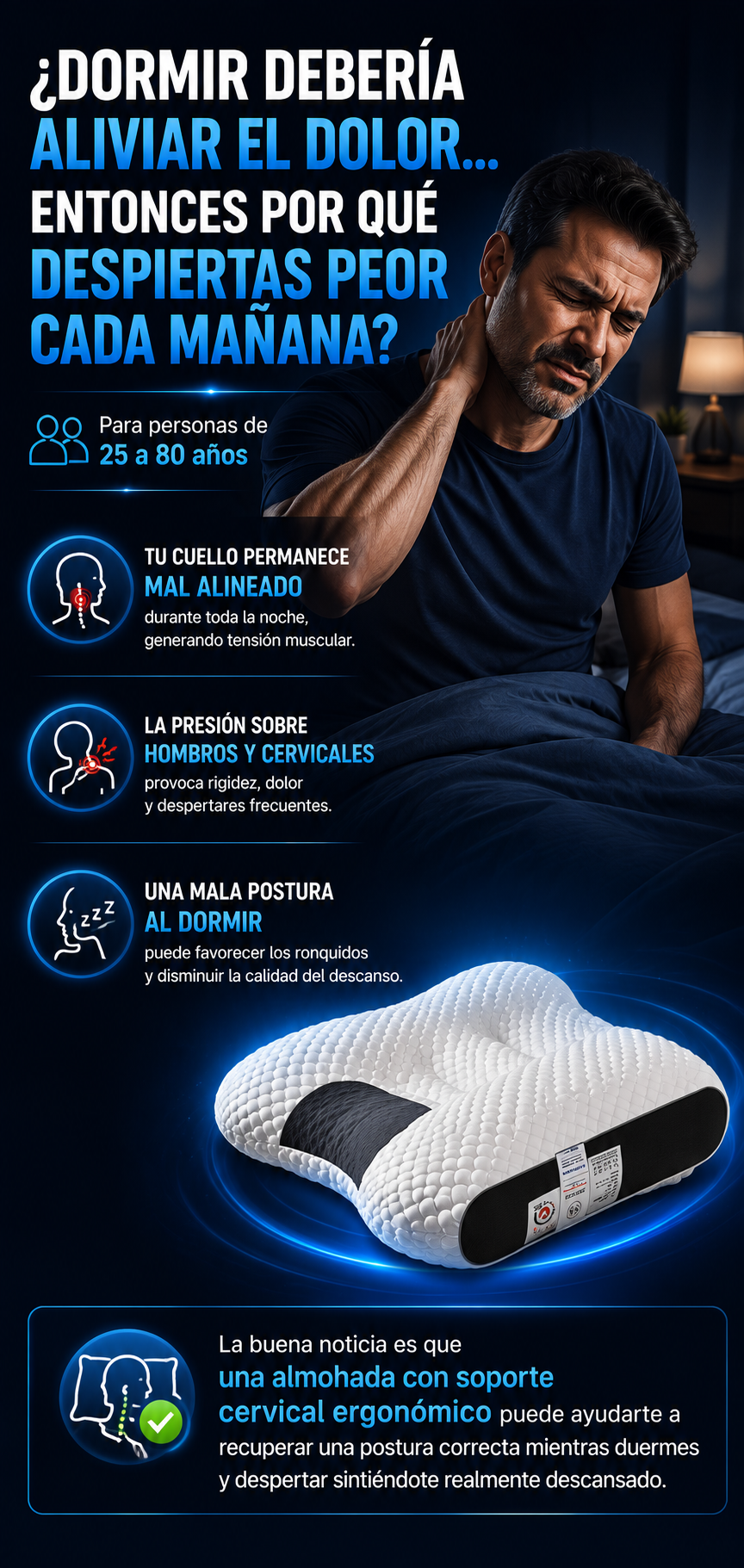 PROMO 2X1 Almohada Cervical Ergonómica 3D Premium