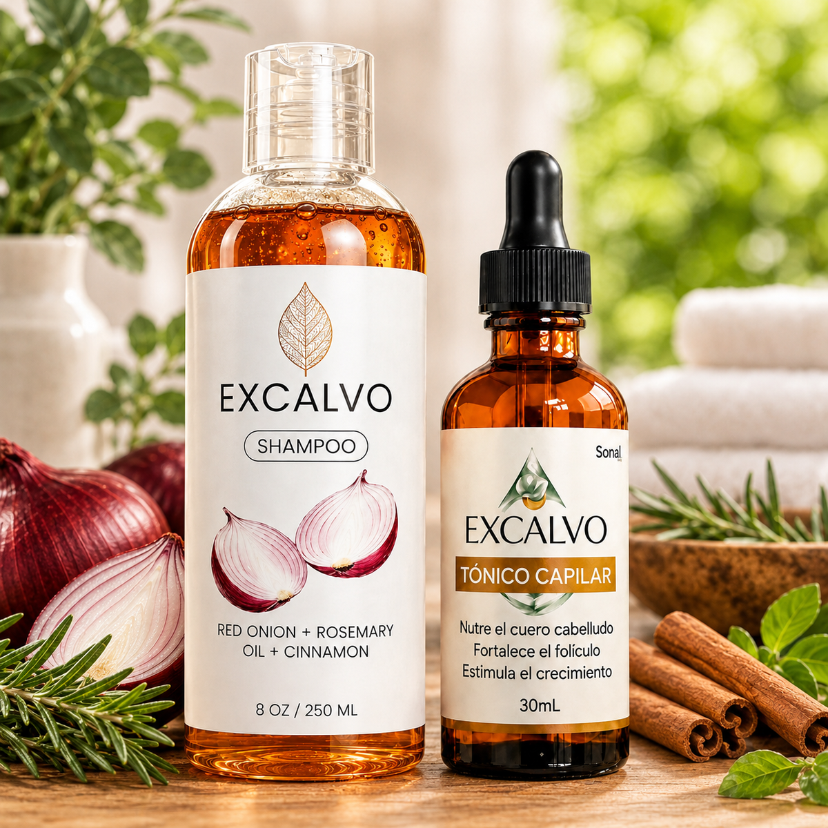 Pack EXCALVO — Shampoo + Tónico Capilar de REGALO🎁