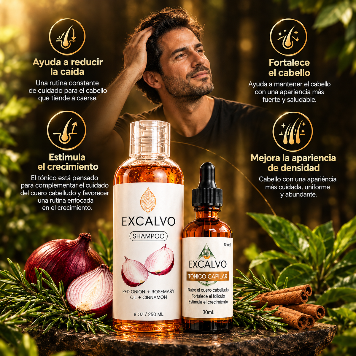 Pack EXCALVO — Shampoo + Tónico Capilar de REGALO🎁