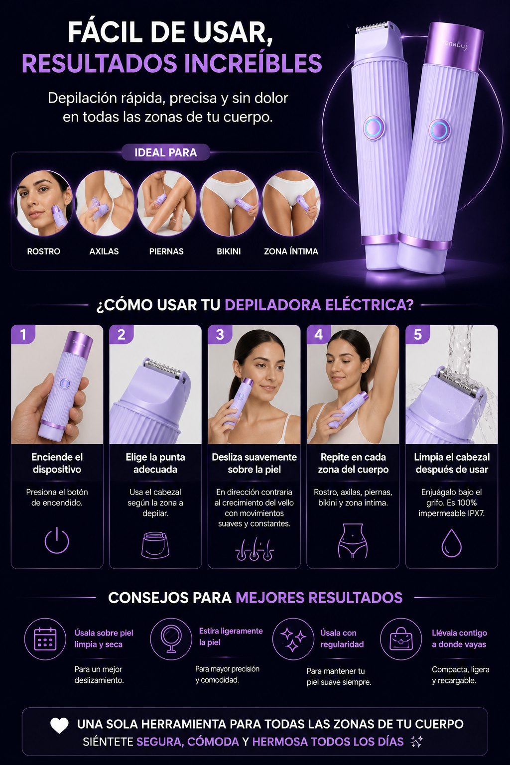 DEPILADORA ELECTRICA 2 EN 1 - PIEL SUAVE EN SEGUNDOS