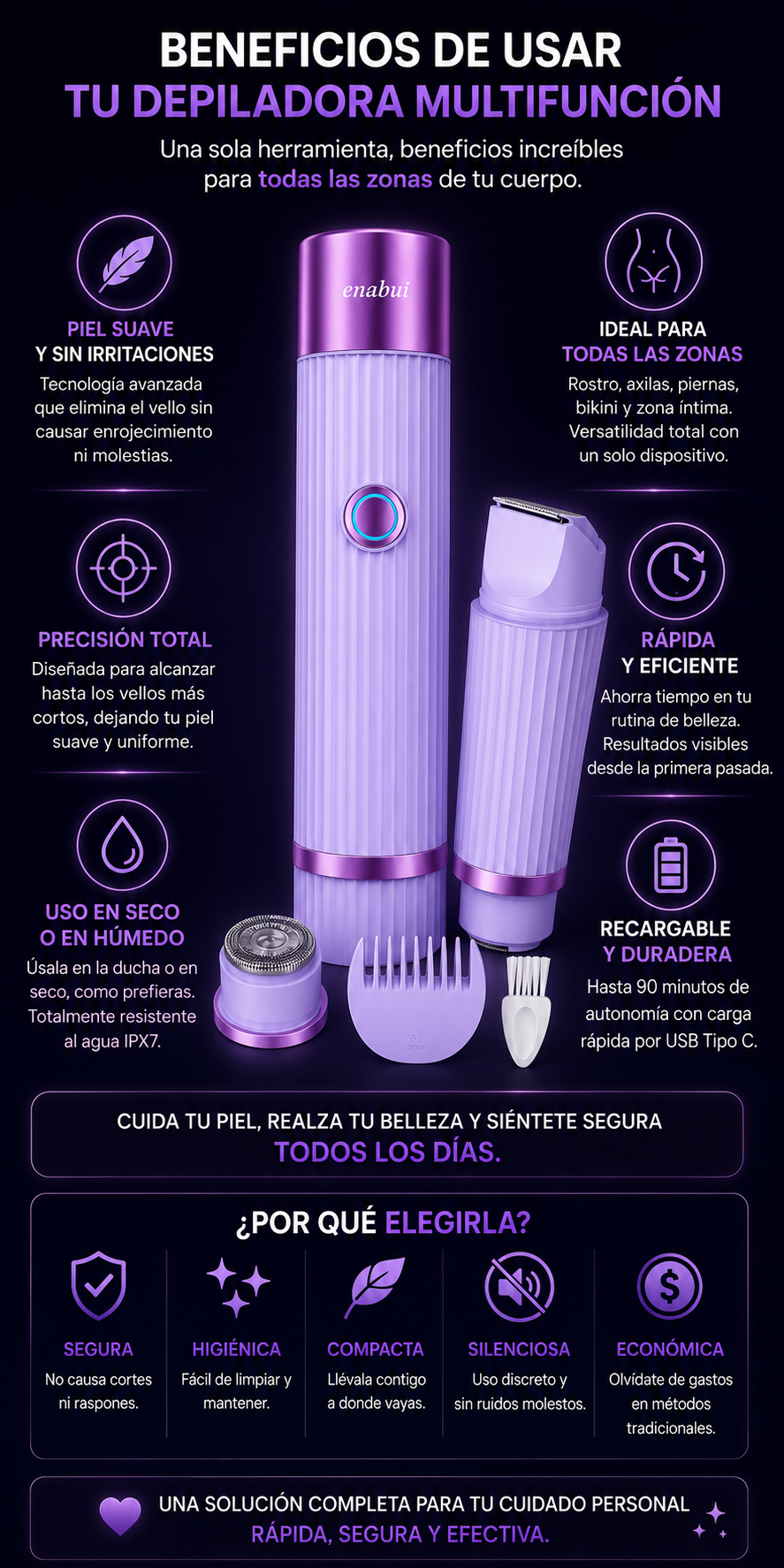 DEPILADORA ELECTRICA 2 EN 1 - PIEL SUAVE EN SEGUNDOS
