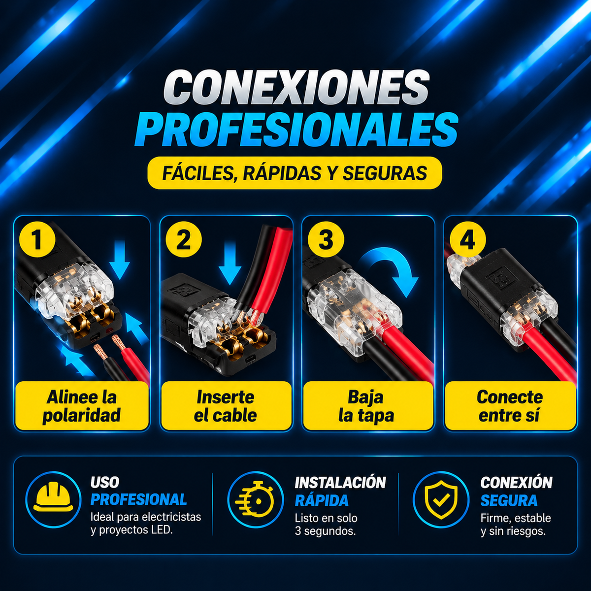 🔥 OFERTA 2X1 | PACK X50 CONECTORES LED D2 DE CONEXIÓN RÁPIDA Y SEGURA